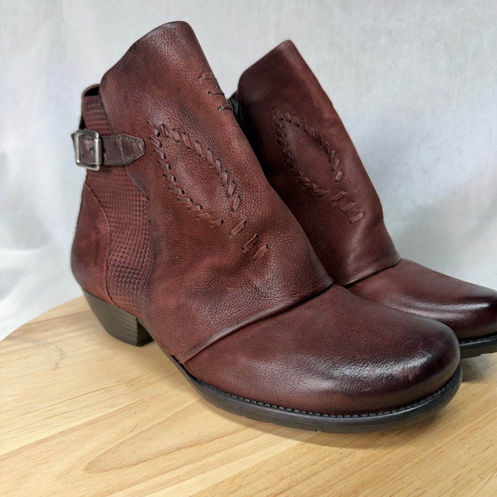 MIZ MOOZ Mimic Hazelnut Leather Wrapped Ankle Boots EU 38 US 7.5-8